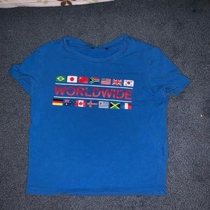 blue graphic crop top